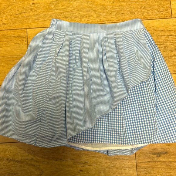American Eagle NWT XS (S good) light blue white wrap lined  country mini skirt - Picture 1 of 6
